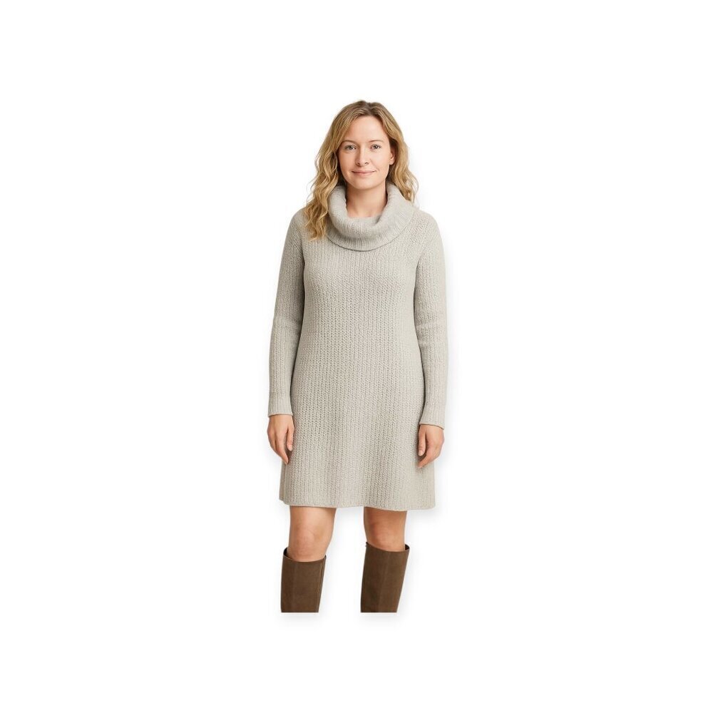 John + Jenn Grey Turtleneck Chunky Knit Sweater Dress Oversized Relaxed Size L